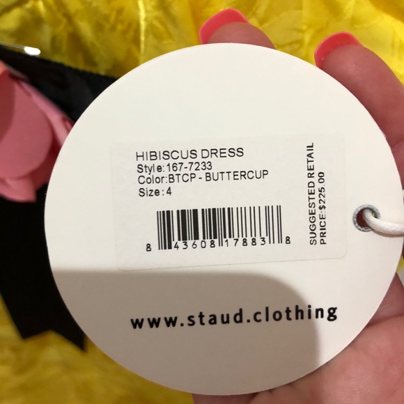 Brand NWT Staud Hibiscus Dress in Buttercup - Picture 5 of 5